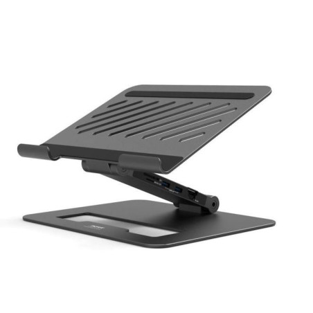 PORT CONNECT Dokovacia stanica USB-C, 3x4K s nastaviteľným držiakom notebooku, čierna