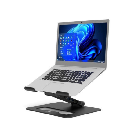PORT CONNECT Dokovacia stanica USB-C, 3x4K s nastaviteľným držiakom notebooku, čierna