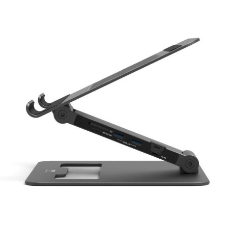 PORT CONNECT Dokovacia stanica USB-C, 3x4K s nastaviteľným držiakom notebooku, čierna