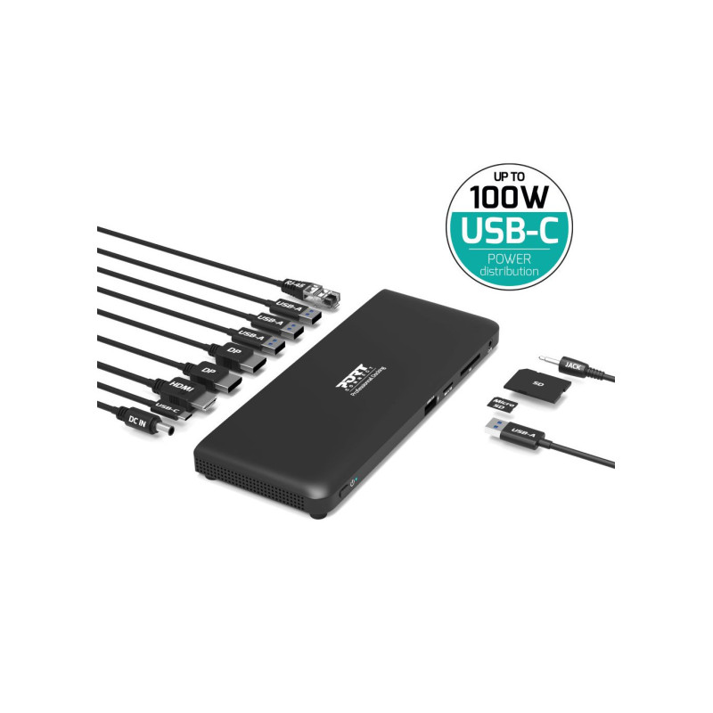 PORT CONNECT Dokovacia stanica pre kancelárie, USB-C, 2x4K, čierna