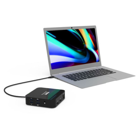 PORT CONNECT USB-C Dokovacia stanica 10v1, 2x4K Display Port, 5x USB-A, USB-C 85W PD, Ethernet, SD