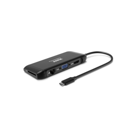 PORT CONNECT Dokovacia stanica 8v1 DUAL SCREEN, 2xFullHD alebo 1x4K, HDMI, VGA, 3xUSB-A, RJ-45, TF, SD