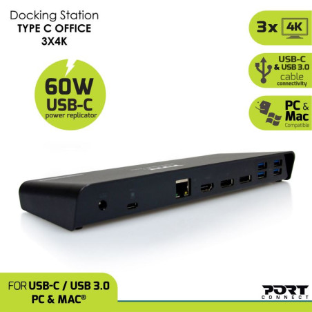 PORT CONNECT Dokovacia stanica 11v1, 3x 4K USB-C + USB 3.0