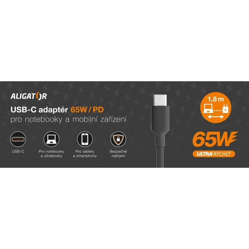 Aligator Power Delivery 65W USB-C adaptér
