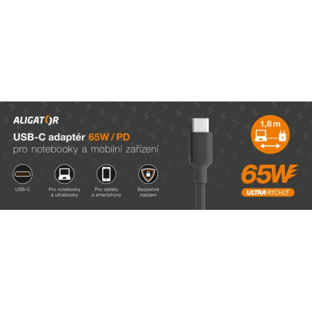 Aligator Power Delivery 65W USB-C adaptér