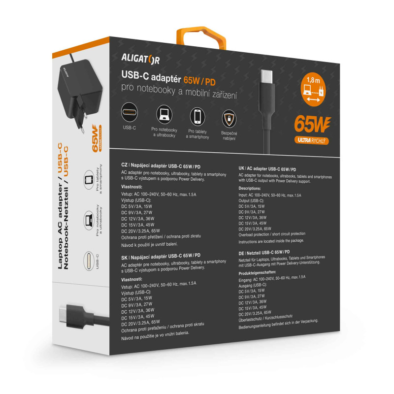 Aligator Power Delivery 65W USB-C adaptér