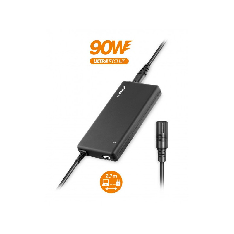 Univerzálny adaptér pre notebooky so 16 výmennými konektormi a USB, 90W