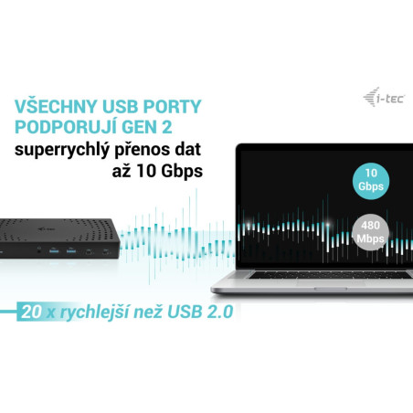 i-tec USB 3.0 / USB-C / Thunderbolt, 3x 4K Docking Station Gen 2, Power Delivery 100W