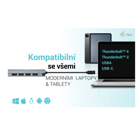 i-tec USB-C Metal Nano 2x HDMI Docking Station, PD 100W