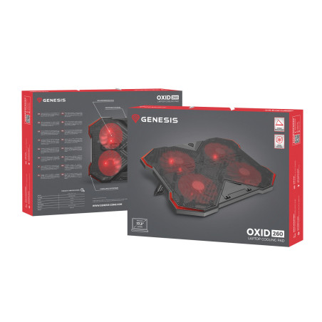 Chladiaca podložka pre NB Genesis OXID 260, LED, 15,6-17,3" 4xvetrák, 2xUSB
