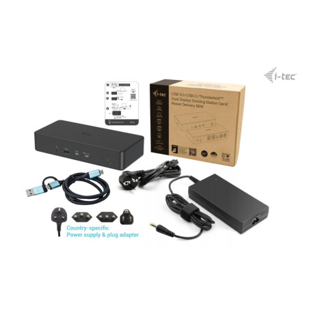 i-tec USB 3.0/USB-C/Thunderbolt 3 Professional Dual 4K Display Docking Station Gen2, PD 100W