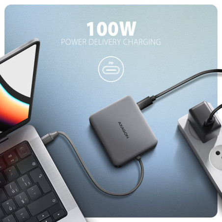 AXAGON HMC-5HL, USB 5Gbps hub, 2x USB-A, HDMI 4k/60Hz, RJ-45 GLAN, PD 100W, kábel USB-C 20cm