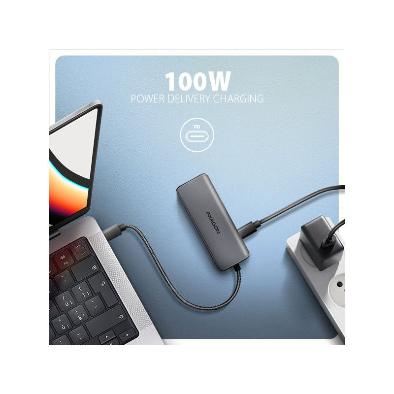 AXAGON HMC-5H8K, USB 5Gbps hub, 2x USB-A, USB-C, HDMI 8k/30Hz, PD 100W, kábel USB-C 15cm