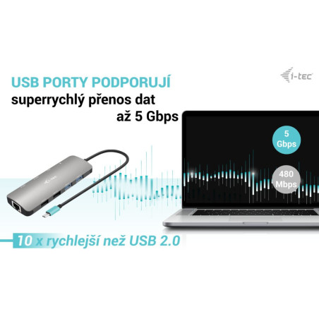 i-tec USB-C Metal Nano 2x HDMI Docking Station, PD 100W + Charger 100W (bundle)