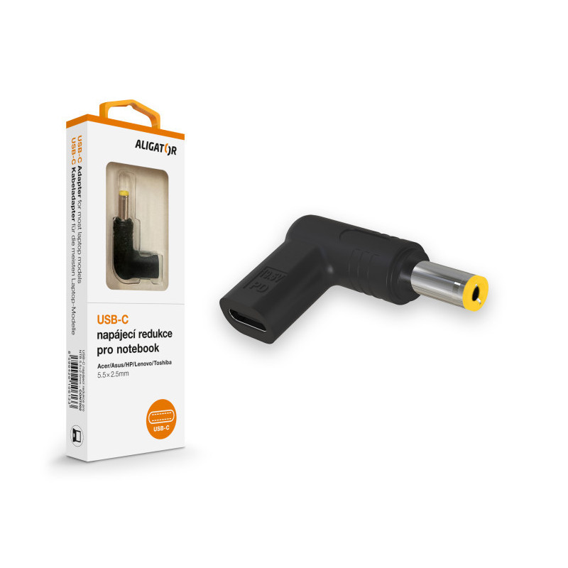 Aligator USB-C napájacia redukcia 5,5x2,5 mm pre notebooky Acer/Asus/HP/Lenovo/Toshiba