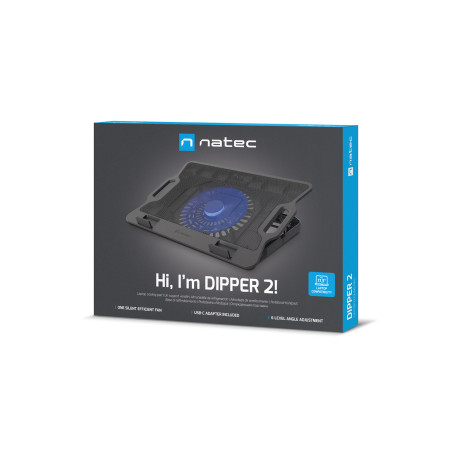 Chladiaca podložka pre nb Natec DIPPER 2, 12,1-17,3“, LED, 1xventilátor, 2xUSB