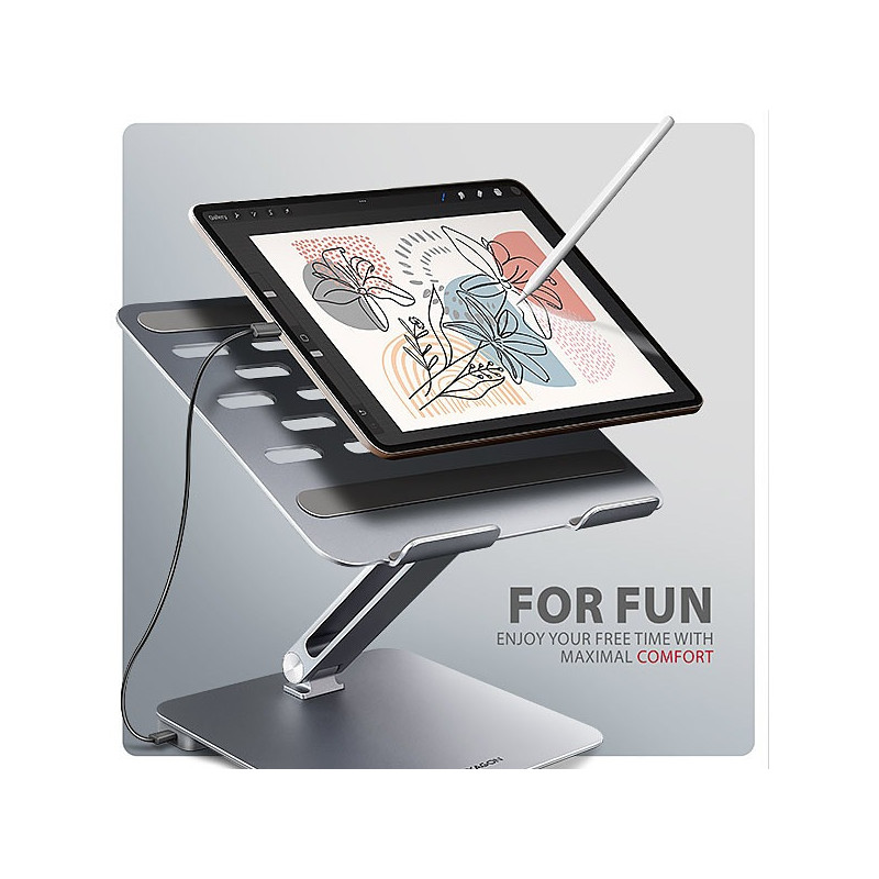 AXAGON HMC-STND, stojan pre 10"-16" notebooky, USB 5Gbps hub, 3x USB-A, HDMI 4k/60Hz, RJ-45, PD 100W