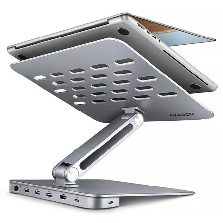 AXAGON HMC-STND, stojan pre 10"-16" notebooky, USB 5Gbps hub, 3x USB-A, HDMI 4k/60Hz, RJ-45, PD 100W