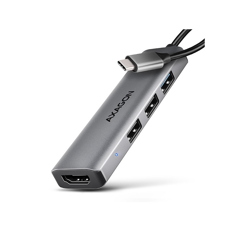 AXAGON HMC-H3A, USB 5Gbps hub, 3x USB-A, HDMI 4k/30Hz, kábel USB-C 15cm