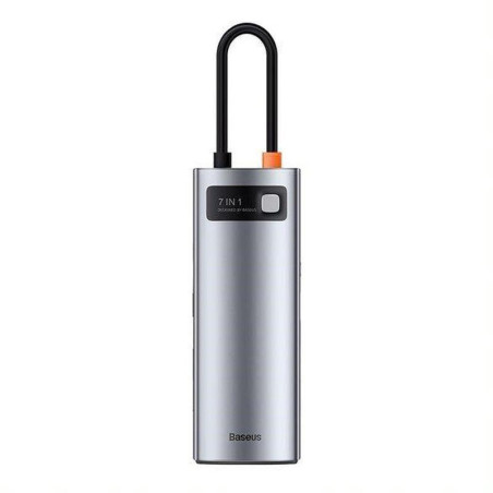 Baseus dokovacia stanica 7v1 USB-C (USB-C PD 100W, USB-C, 2x USB 3.0, HDMI, SD/TF port) sivá