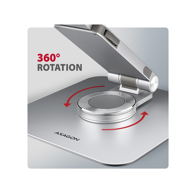 AXAGON STND-LR, hliníkový stojan pre notebooky 10 "- 17" s nastaviteľnou výškou, uhlom a 360 ° rotáciou