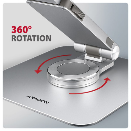 AXAGON STND-LR, hliníkový stojan pre notebooky 10 "- 17" s nastaviteľnou výškou, uhlom a 360 ° rotáciou