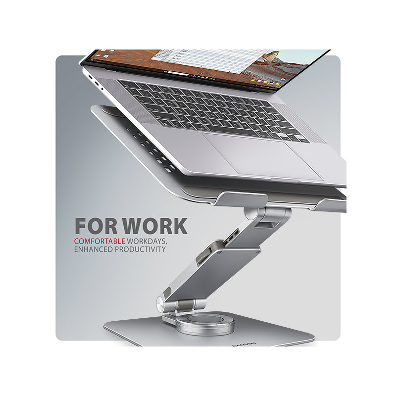 AXAGON STND-LR, hliníkový stojan pre notebooky 10 "- 17" s nastaviteľnou výškou, uhlom a 360 ° rotáciou