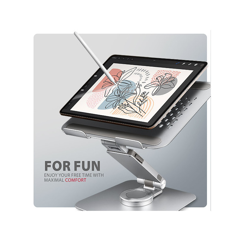 AXAGON STND-LR, hliníkový stojan pre notebooky 10 "- 17" s nastaviteľnou výškou, uhlom a 360 ° rotáciou