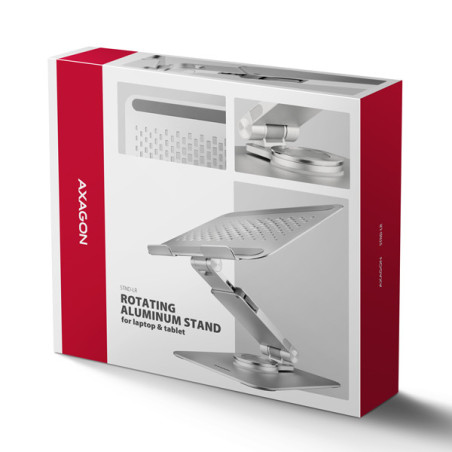 AXAGON STND-LR, hliníkový stojan pre notebooky 10 "- 17" s nastaviteľnou výškou, uhlom a 360 ° rotáciou