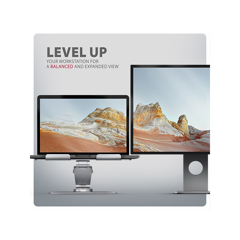 AXAGON STND-LR, hliníkový stojan pre notebooky 10 "- 17" s nastaviteľnou výškou, uhlom a 360 ° rotáciou