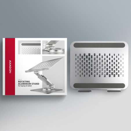 AXAGON STND-LR, hliníkový stojan pre notebooky 10 "- 17" s nastaviteľnou výškou, uhlom a 360 ° rotáciou