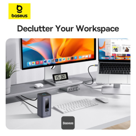 Baseus Dokovacia stanica Spacemate 10v1 (USB-C PD 100W, USB-C, 2x USB-A, 2x HDMI) sivá