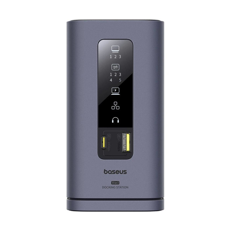 Baseus Dokovacia stanica Spacemate 11v1 (USB-C PD, USB-C, 2x USB-A, 3x HDMI) sivá