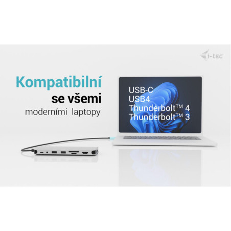 i-tec USB-C Metal Nano 3x Display Dock, 2x HDMI 1x USB-C video, PD 140W + Universal Charger 140W