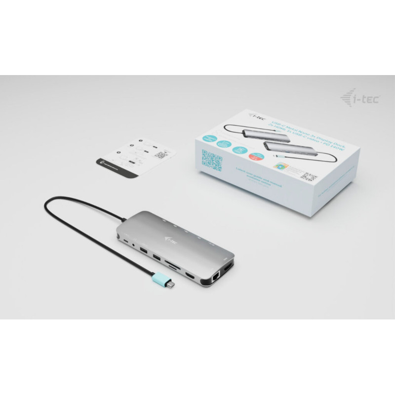 i-tec USB-C Metal Nano 3x Display Dock, 2x HDMI 1x USB-C video, Power Delivery 140W