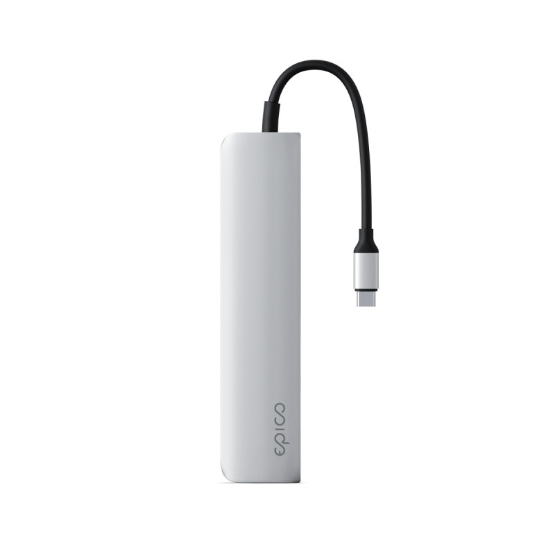 Epico 6v1 Alu Hub 8K s USB-C konektorom - strieborná