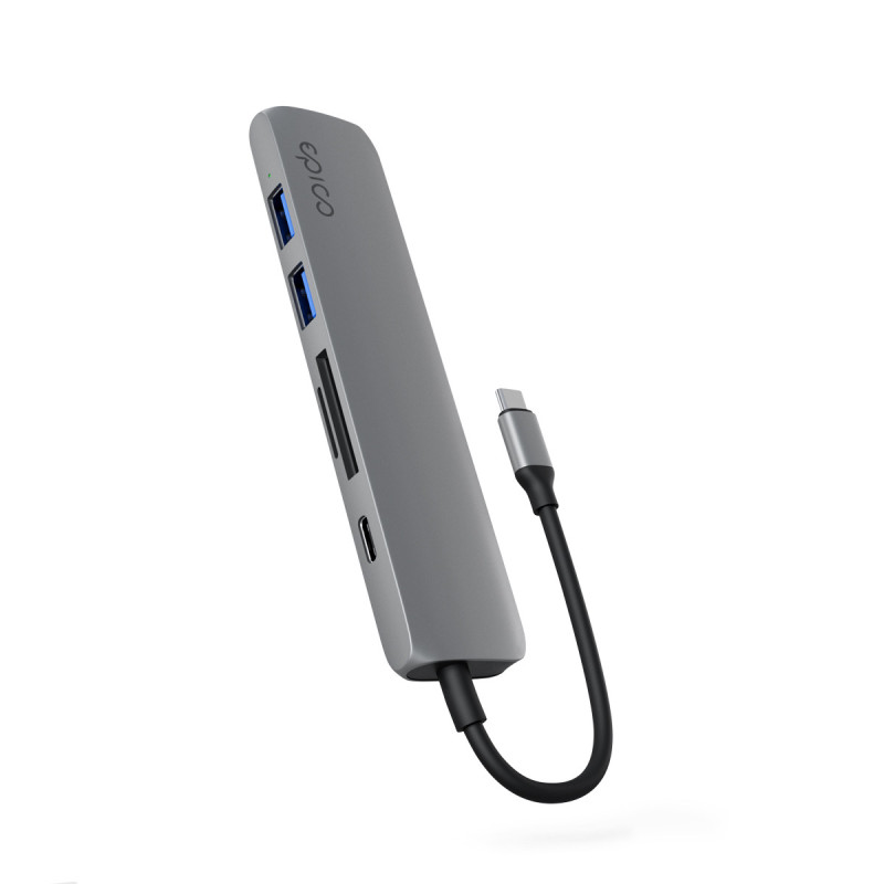 Epico 6v1 Alu Hub 8K s USB-C konektorom - šedá