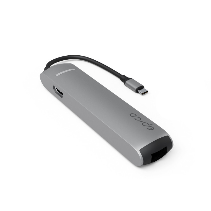 Epico 6v1 Slim Hub 8K s USB-C konektorom - šedá