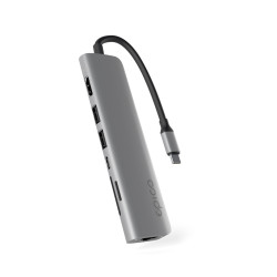 Epico 7v1 Multimedi Hub 8K s USB-C konekt. - šedá