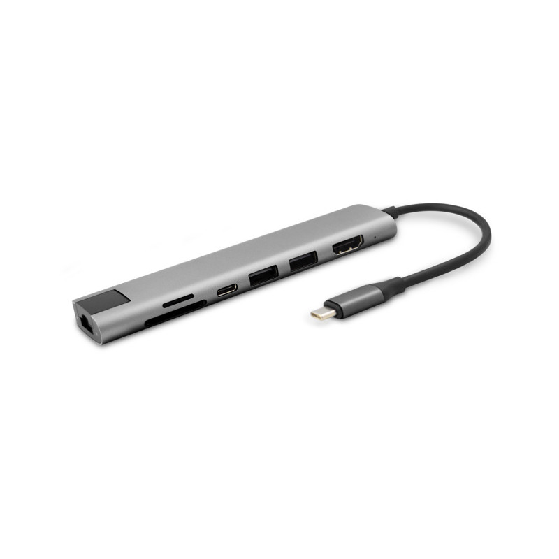 Epico 7v1 Multimedi Hub 8K s USB-C konekt. - šedá