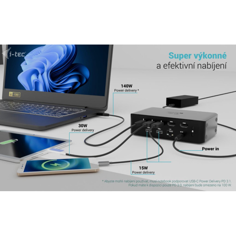 i-tec Thunderbolt5 Quattro Display Docking Station, 5x USB, 2.5 GLAN, Power Delivery 140W