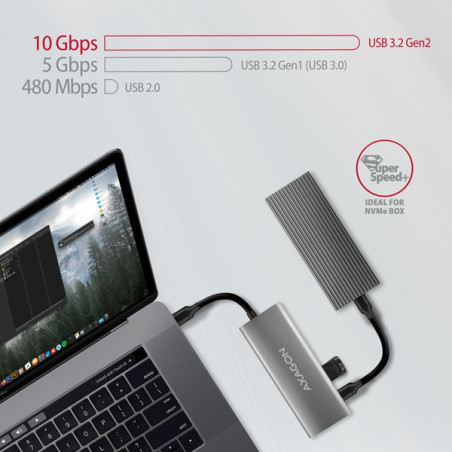 AXAGON HMC-5G21, USB 10Gb/s hub, porty 2x USB-A, 2x USB-C, HDMI 4k/30, PD 60W, kábel USB-C 13cm