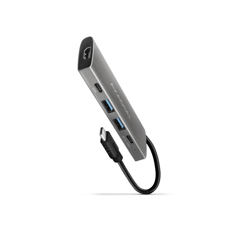 AXAGON HMC-5G21, USB 10Gb/s hub, porty 2x USB-A, 2x USB-C, HDMI 4k/30, PD 60W, kábel USB-C 13cm