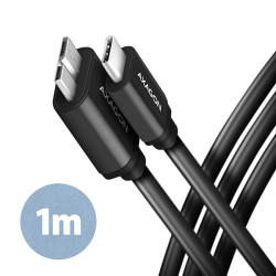 AXAGON BUMM3-CM10AB, SPEED kábel Micro-B USB → USB-C, 1m, USB 3.2 GEN 1, 3A, ALU, tpe, čierny